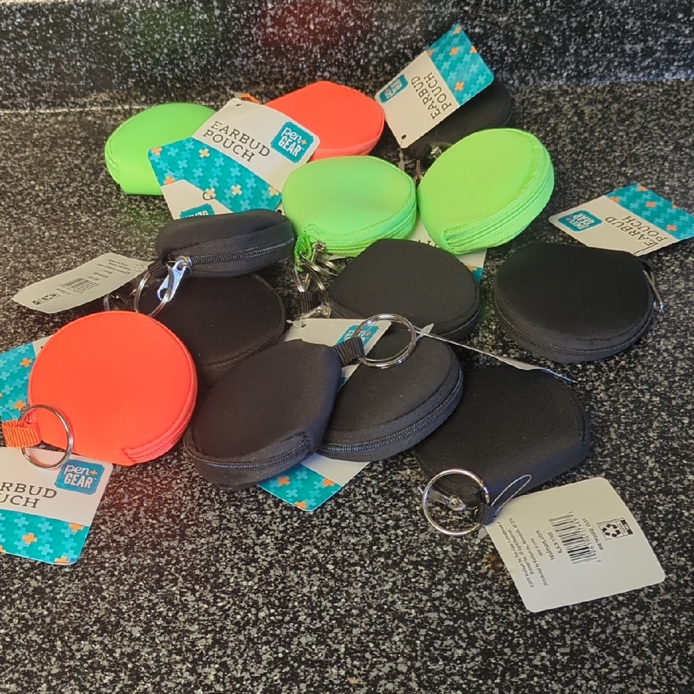 Pen And gear Earbud Pouch Black, Green, Orange. Brand New. 13 Total